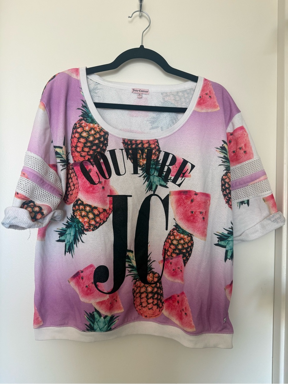 Juicy Couture Into the Tropics Pineapple Watermelon Graphic Sweatshirt XL
